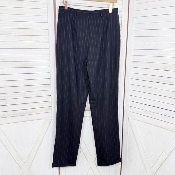 Casual Corner Pinstripe Cuff Hem Trouser Dress Pants Black 10 - Picture 2 of 13